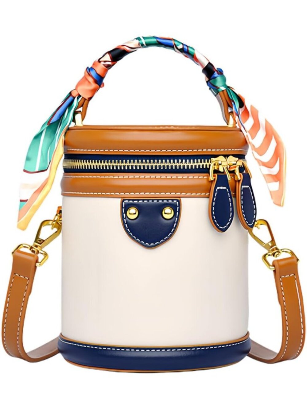 Chic Mini Bucket Crossbody Bag for Women | Vegan Leather Round Shoulder Handbag